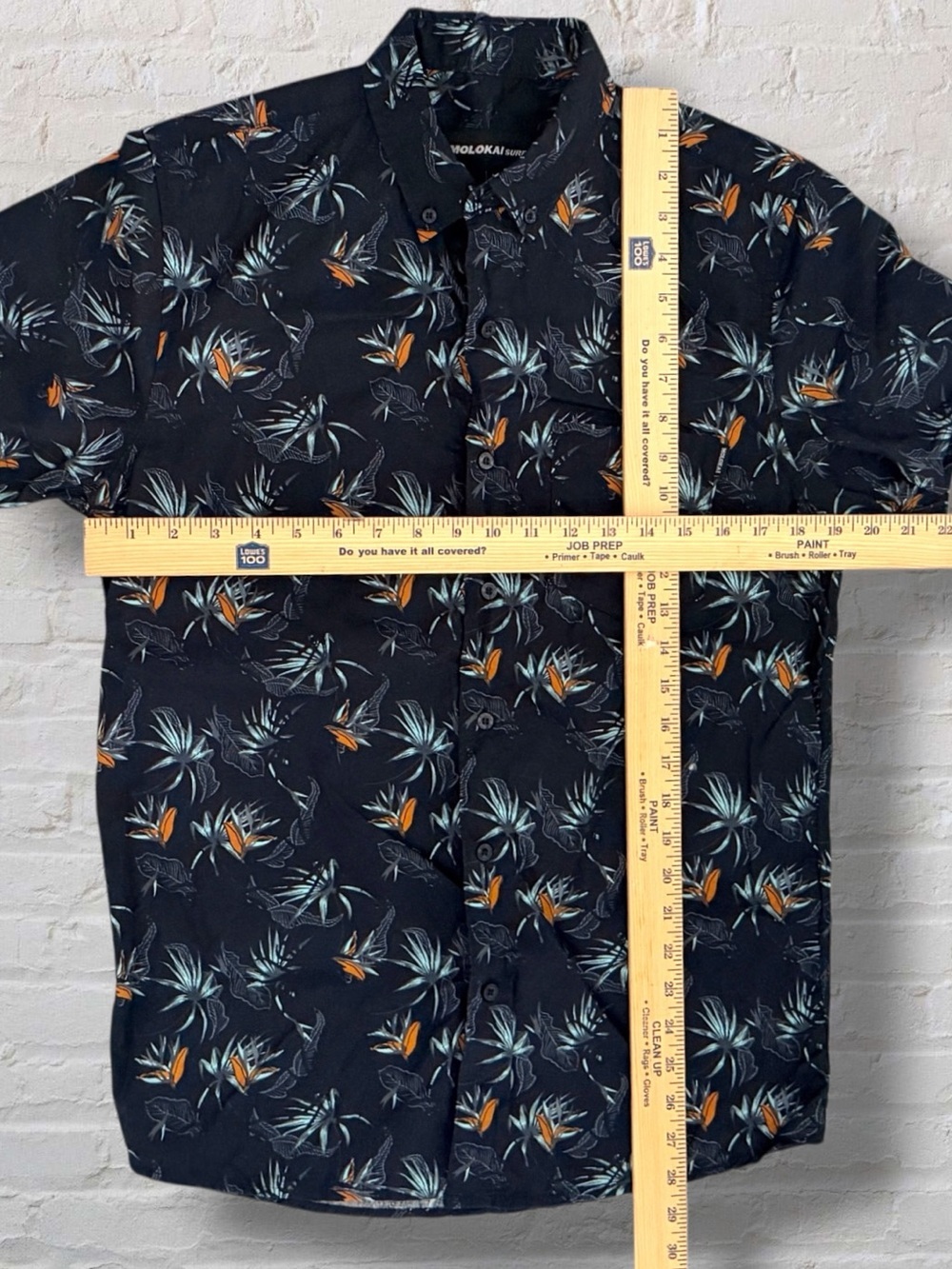 Molokai Surf Co Tropical Floral Shirt Mens Medium Blue Orange Hawaiian shirt - Picture 8 of 8